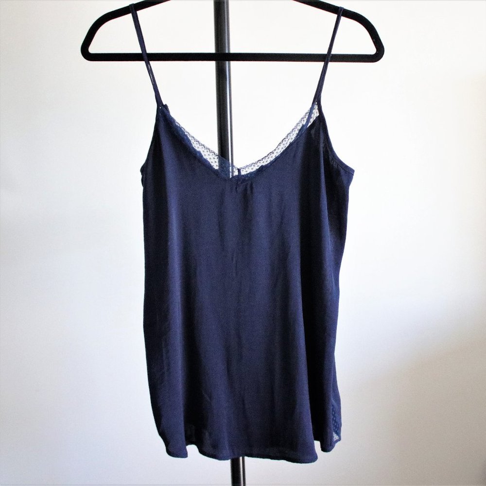 Navy Silky Lacey Aerie Tank Top  Size Small